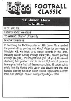 1997 Big 33 Ohio High School #NNO Jason Flora Back