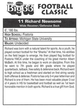 1997 Big 33 Ohio High School #NNO Richard Newsome Back