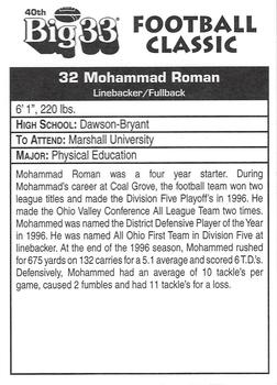 1997 Big 33 Ohio High School #NNO Mohammad Roman Back