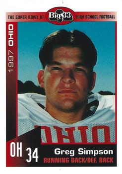 1997 Big 33 Ohio High School #NNO Greg Simpson Front