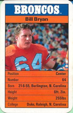 1987 Ace Fact Pack Denver Broncos #NNO Bill Bryan Front