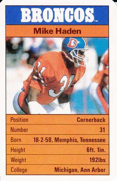 1987 Ace Fact Pack Denver Broncos #NNO Mike Harden Front