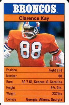 1987 Ace Fact Pack Denver Broncos #NNO Clarence Kay Front