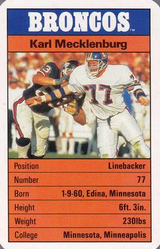 1987 Ace Fact Pack Denver Broncos #NNO Karl Mecklenburg Front
