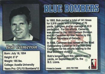 1994 Double D Winnipeg Blue Bombers #4 Bob Cameron Back