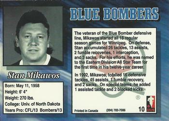 1994 Double D Winnipeg Blue Bombers #10 Stan Mikawos Back