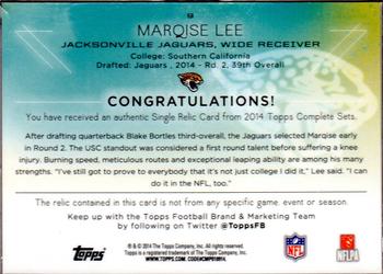 2014 Topps - Relics #9 Marqise Lee Back