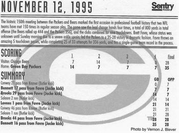 1997 Sentry Green Bay Packers vs Chicago Bears SGA #NNO November 12, 1995 Back
