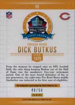 2014 Panini Spectra - 50th Anniversary Pro Football Hall of Fame Signatures #DB Dick Butkus Back