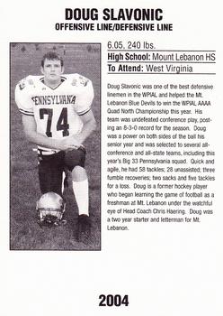 2004 Big 33 Pennsylvania High School #NNO Doug Slavonic Back