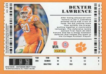 2019 Panini Contenders Draft Picks Collegiate - Playoff Ticket #223 Dexter Lawrence Back