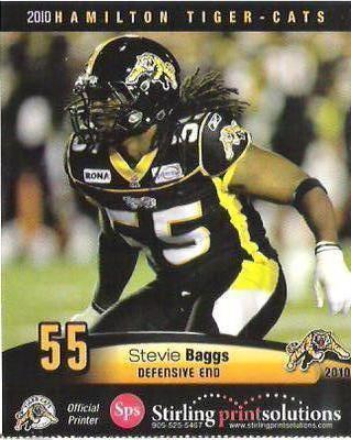 2010 Stirling Hamilton Tiger-Cats #NNO Stevie Baggs Front