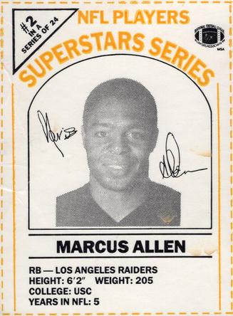 1986 DairyPak NFL Players Superstars Series - Yellow Letters #2 Marcus Allen Front