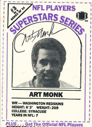 1986 DairyPak NFL Players Superstars Series - Blue Letters #3 Art Monk Front