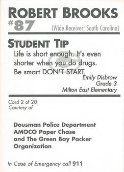 1996 Green Bay Packers Police - Dousman Police Department #2 Robert Brooks Back