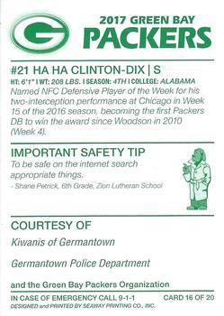 2017 Green Bay Packers Police - Germantown Police Department #16 Ha Ha Clinton-Dix Back