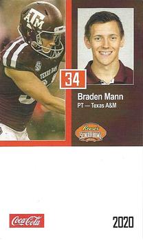 2020 Senior Bowl #NNO Braden Mann Front