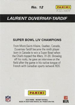 2019 Panini Instant NFL - Super Bowl LIV Champions #12 Laurent Duvernay-Tardif Back