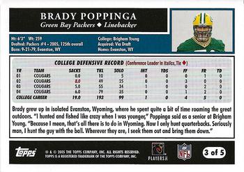 2005 Topps - Green Bay Packers #3 Brady Poppinga Back