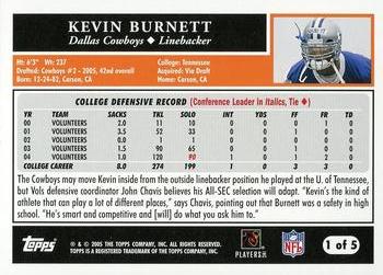 2005 Topps - Super Bowl #1 Kevin Burnett Back