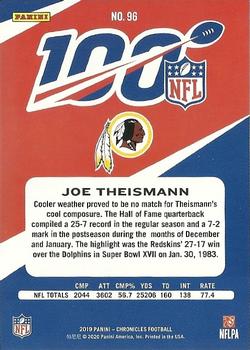 2019 Panini Chronicles - NFL 100 Blue #96 Joe Theismann Back