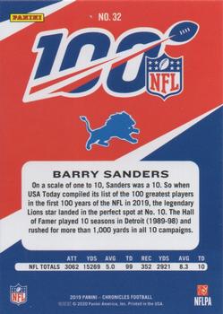 2019 Panini Chronicles - NFL 100 Red #32 Barry Sanders Back