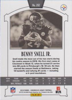 2019 Panini Chronicles - Legacy Update Rookies #202 Benny Snell Jr. Back