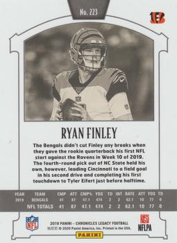 2019 Panini Chronicles - Legacy Update Rookies #223 Ryan Finley Back