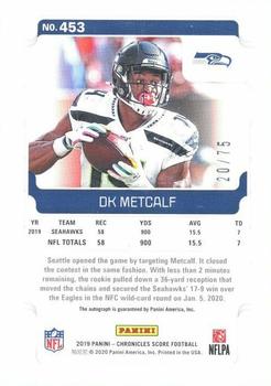 2019 Panini Chronicles - Score Update Rookies Signatures #453 DK Metcalf Back
