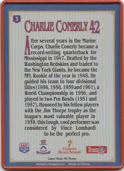 1993 Metallic Images QB Legends #3 Charlie Conerly Back