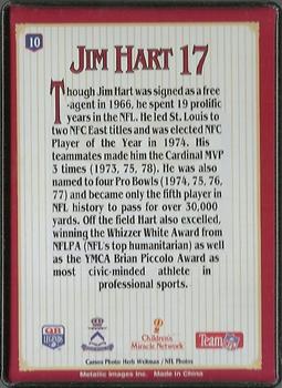 1993 Metallic Images QB Legends #10 Jim Hart Back