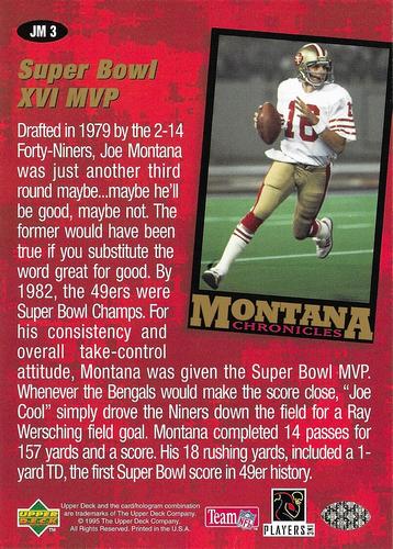 1995 Collector's Choice - Montana Chronicles 5x7 #JM3 Joe Montana Back