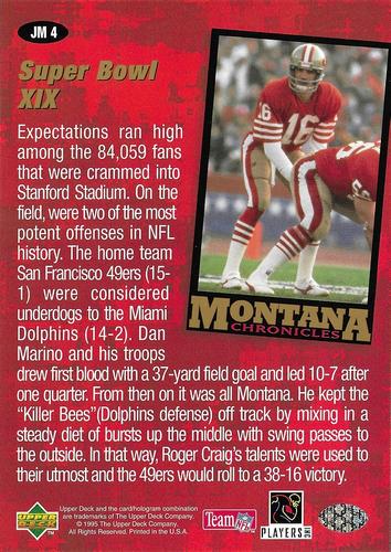 1995 Collector's Choice - Montana Chronicles 5x7 #JM4 Joe Montana Back