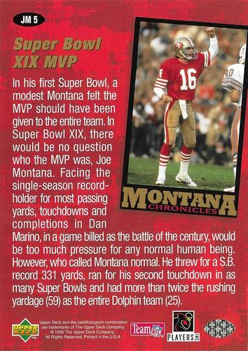 1995 Collector's Choice - Montana Chronicles 5x7 #JM5 Joe Montana Back