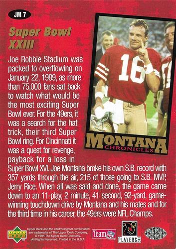 1995 Collector's Choice - Montana Chronicles 5x7 #JM7 Joe Montana Back
