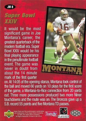 1995 Collector's Choice - Montana Chronicles 5x7 #JM8 Joe Montana Back