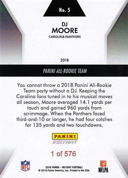 2018 Panini Instant NFL - All-Rookie Team #5 D.J. Moore Back
