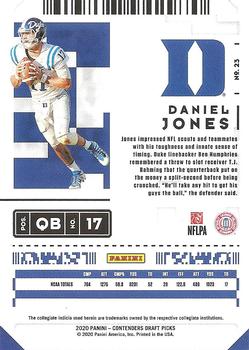 2020 Panini Contenders Draft Picks - Draft Ticket Blue Foil #23 Daniel Jones Back