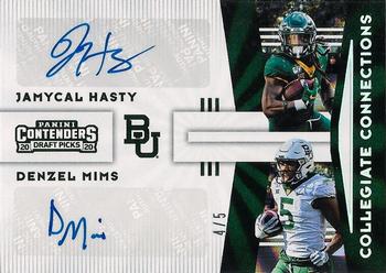 2020 Panini Contenders Draft Picks - Collegiate Connections Fame Signatures #16 Denzel Mims / Jamycal Hasty Front