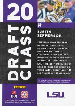 2020 Panini Contenders Draft Picks - Draft Class #17 Justin Jefferson Back