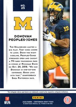 2020 Panini Contenders Draft Picks - Game Day Ticket #25 Donovan Peoples-Jones Back