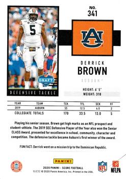 2020 Score - Black #341 Derrick Brown Back