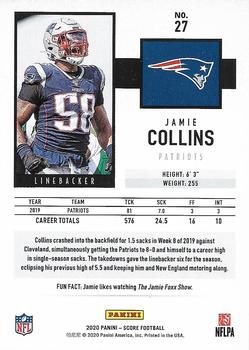 2020 Score - Red #27 Jamie Collins Back