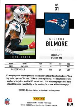 2020 Score - Red #31 Stephon Gilmore Back