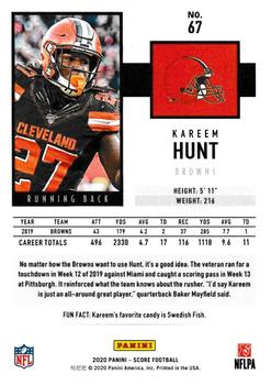 2020 Score - Red #67 Kareem Hunt Back