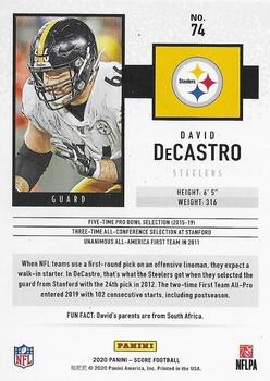 2020 Score - Red #74 David DeCastro Back