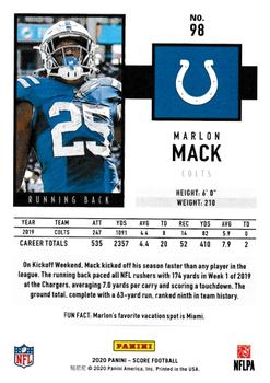2020 Score - Red #98 Marlon Mack Back
