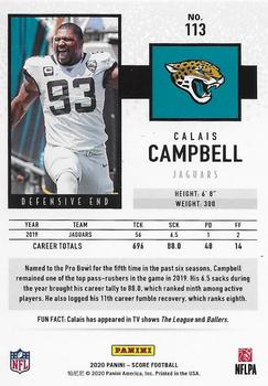 2020 Score - Red #113 Calais Campbell Back