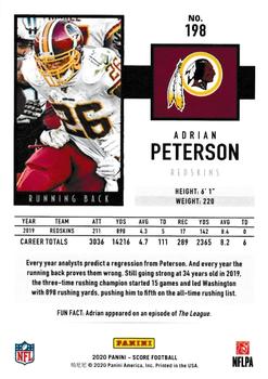 2020 Score - Red #198 Adrian Peterson Back