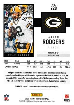 2020 Score - Red #228 Aaron Rodgers Back